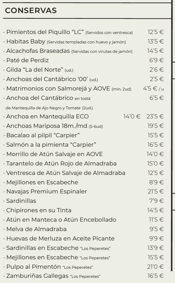 Restaurante La Gourmeteria Playamar — Carta
