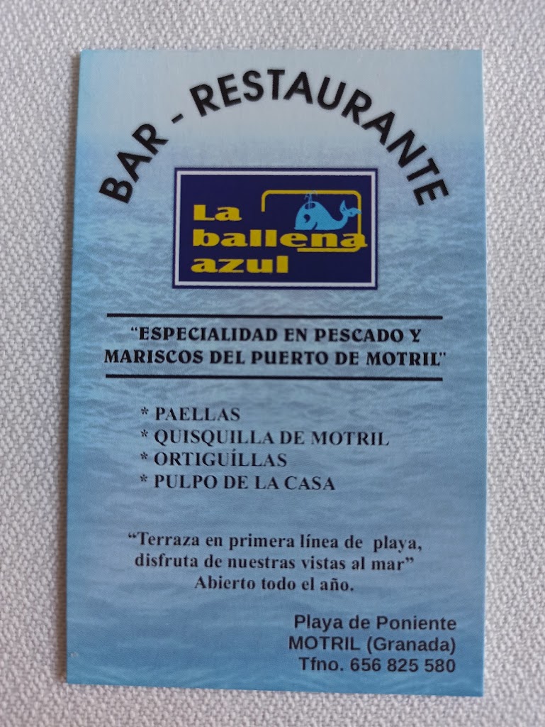 Restaurante La Ballena Azul — Carta