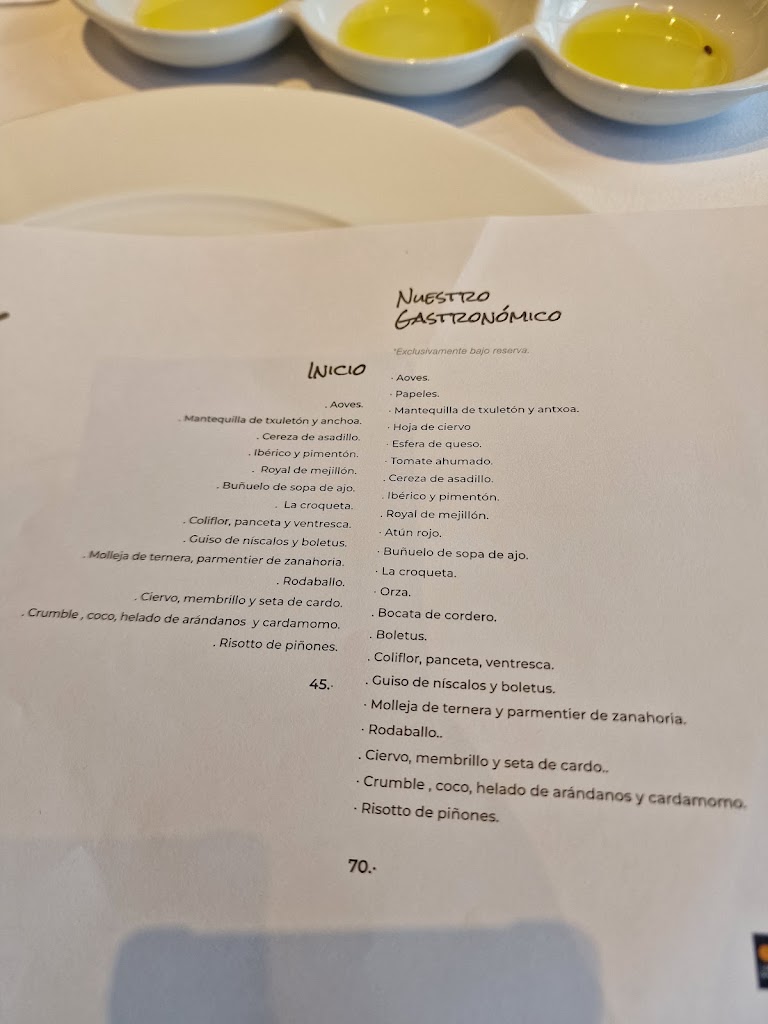 Restaurante Epilogo — Carta