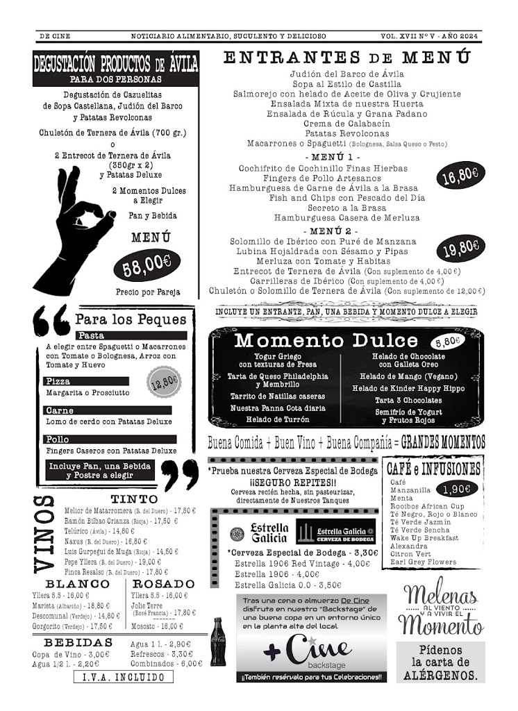 Restaurante De Cine Avila — Carta