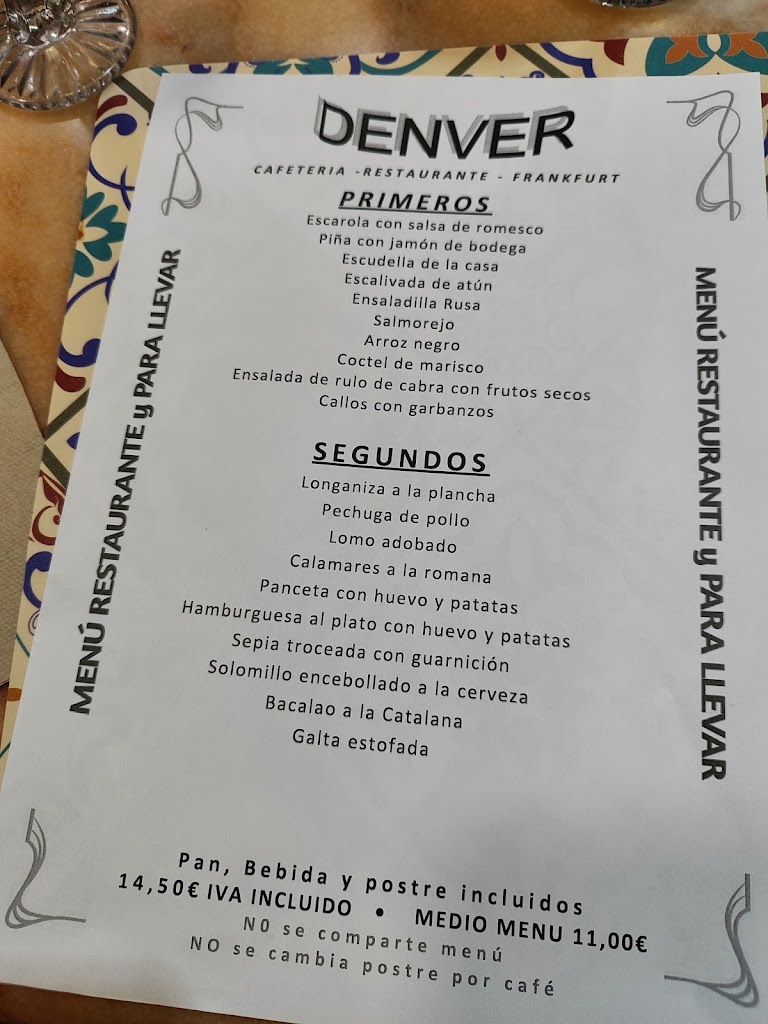 Bar Frankfurt Denver — Carta