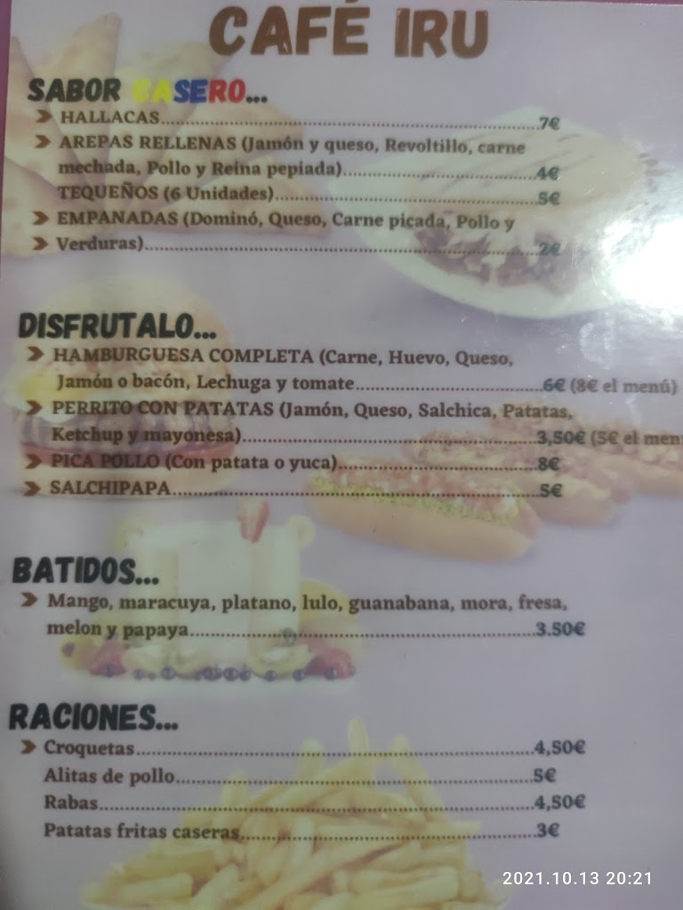 Cafe Iru — Carta