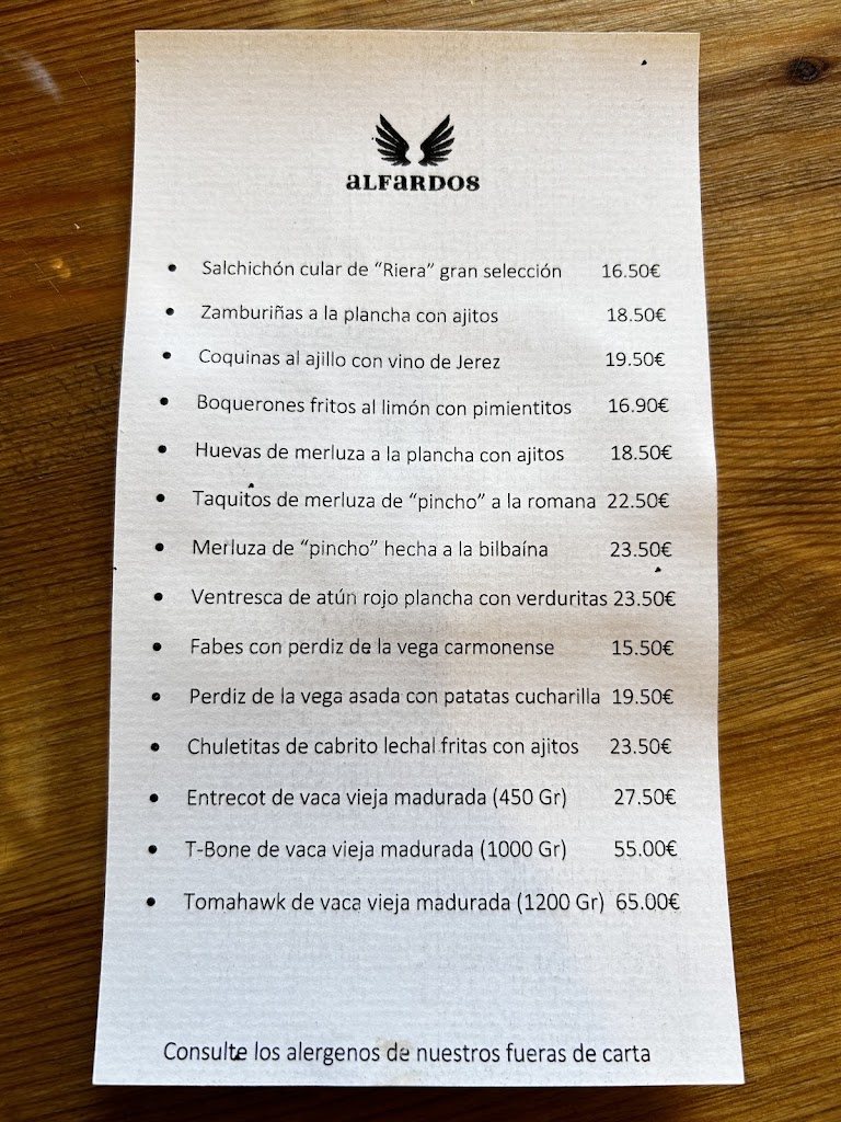 Restaurante La Almazara de Carmona — Carta