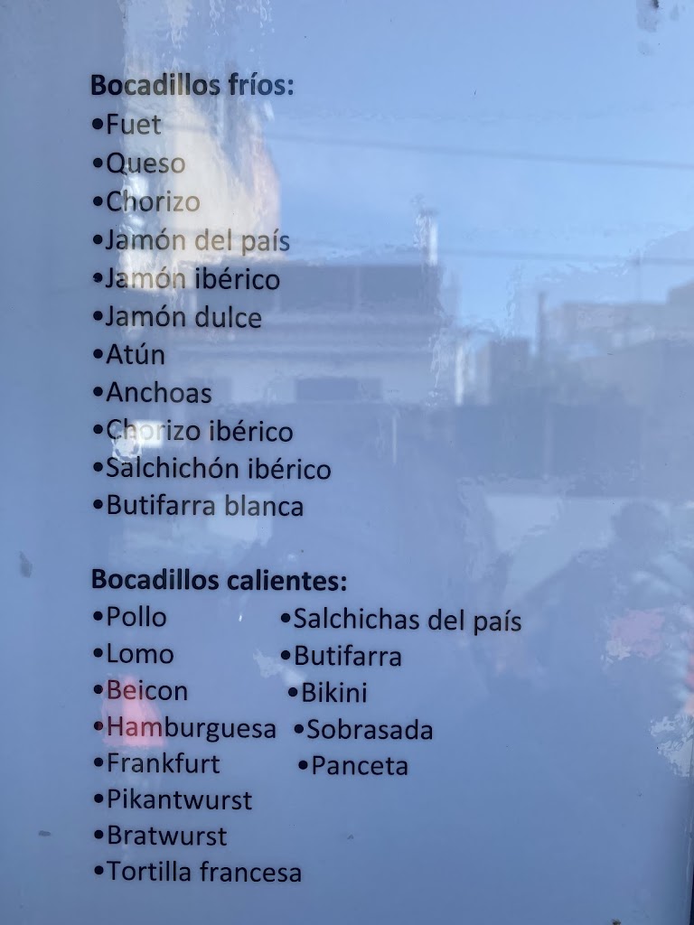 Bar Esportiu — Carta