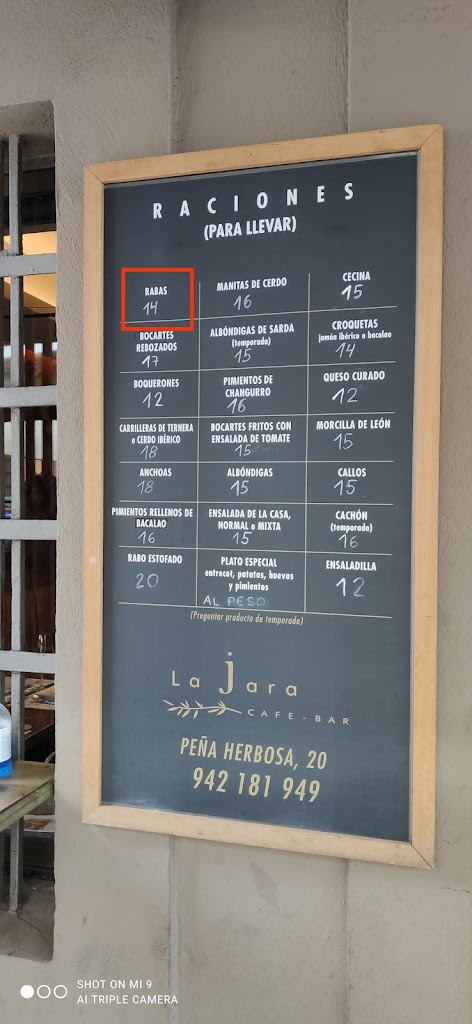 La Jara Cafe Bar — Carta