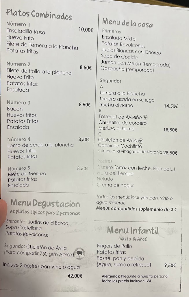 Hostal Casa Felipe — Carta