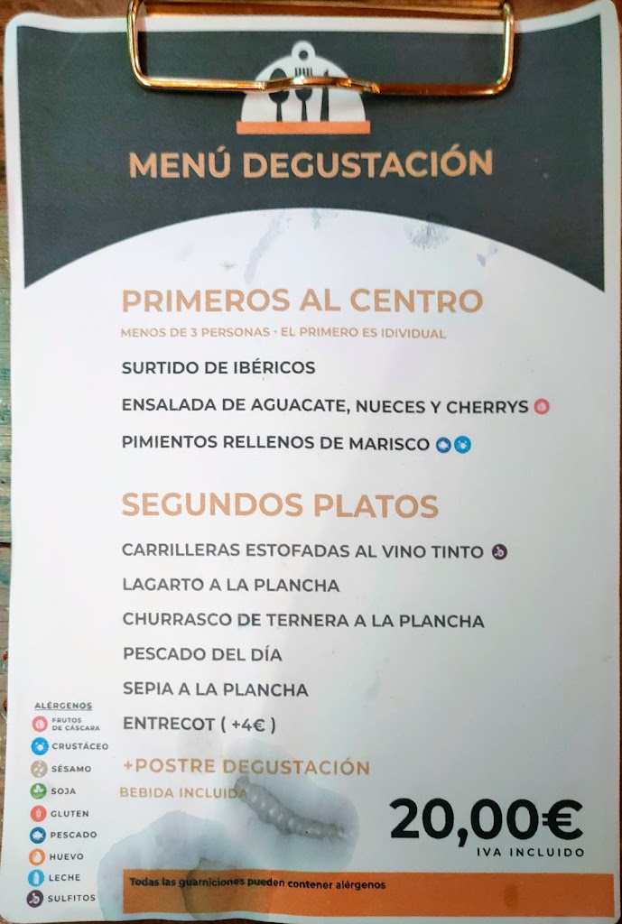 Bar San Gregorio — Carta
