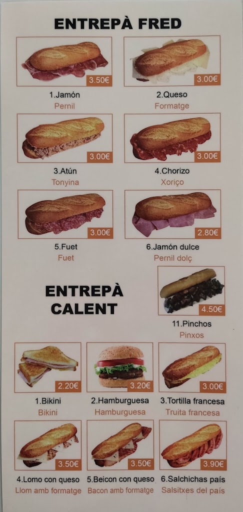 Bar Gran Mundo — Carta