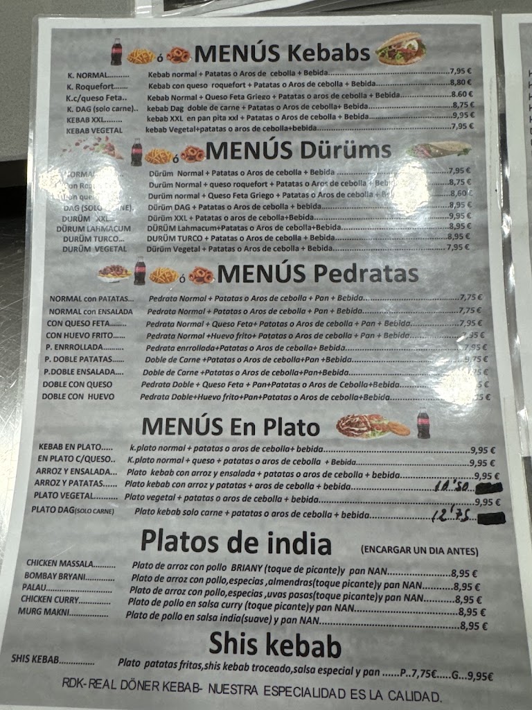 REAL DONER KEBAB — Carta