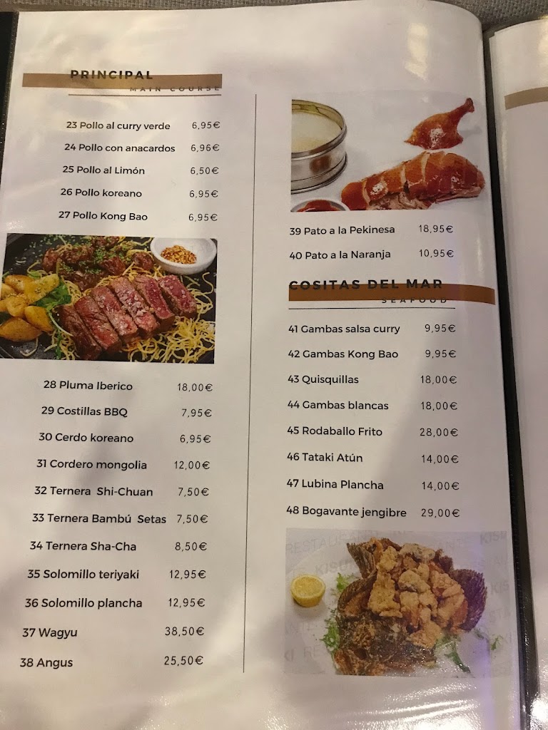 Restaurante YAHO — Carta