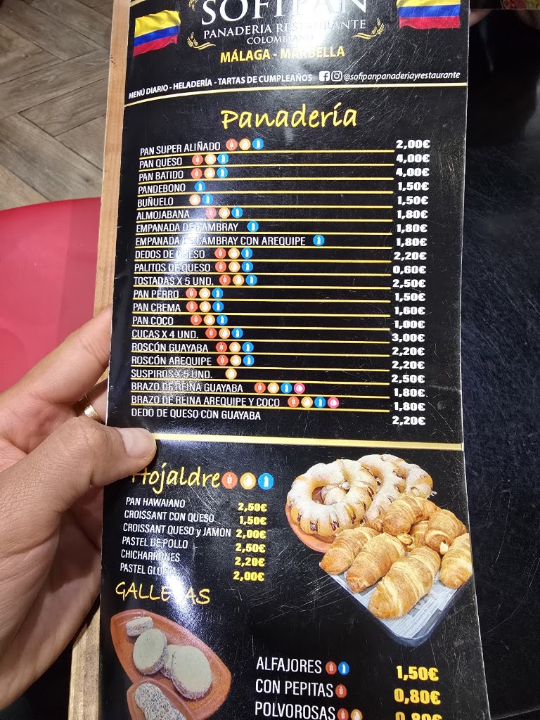 SOFIPAN PANADERIA Y RESTAURANTE COLOMBIANO MIJAS — Carta