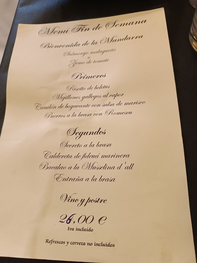 Restaurante La mandarra de la Eli — Carta