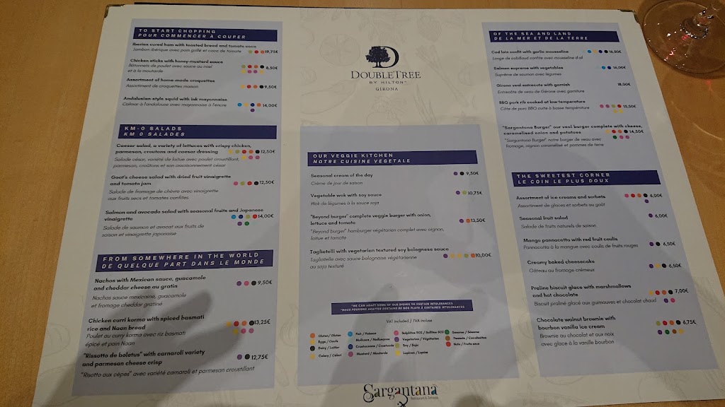 Sargantana Restaurant — Carta