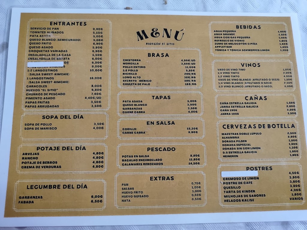 Restaurante Bodegon El Sitio — Carta