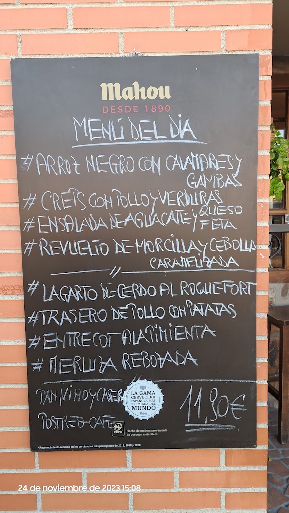 Restaurante la Roca — Carta