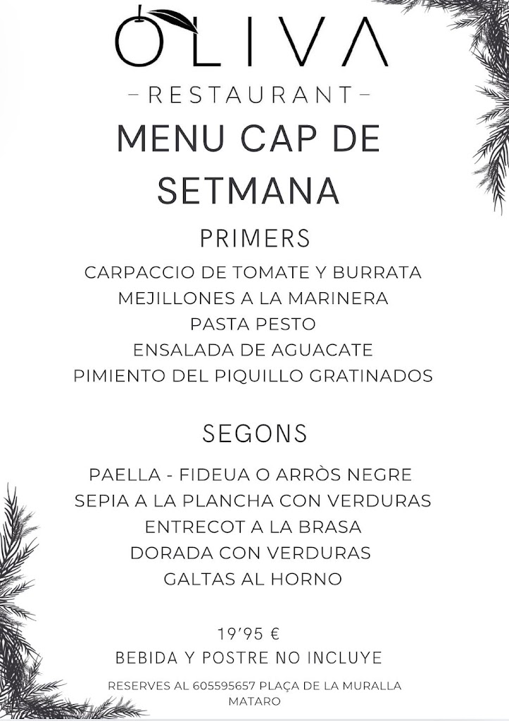 OLIVA bar Pizzeria Restaurant - Mataro — Carta