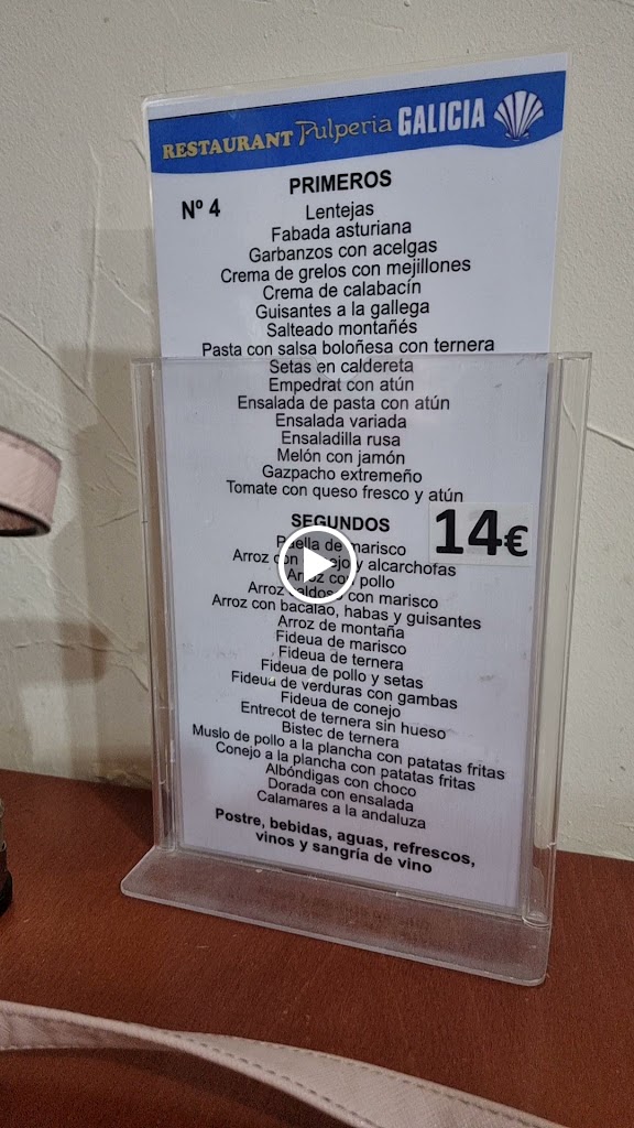 Pulperia Galicia — Carta