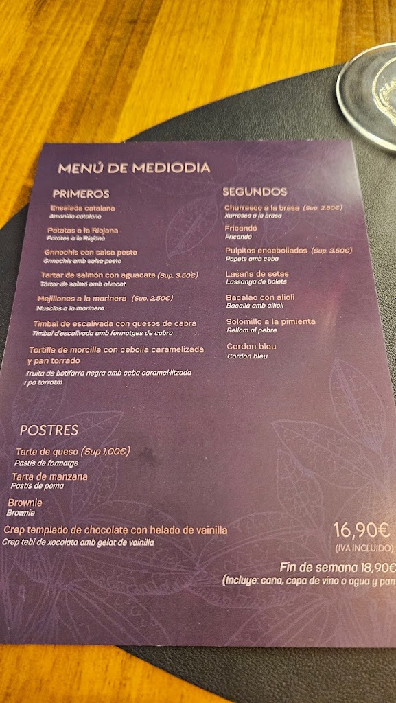 Tabare Gastrobar — Carta