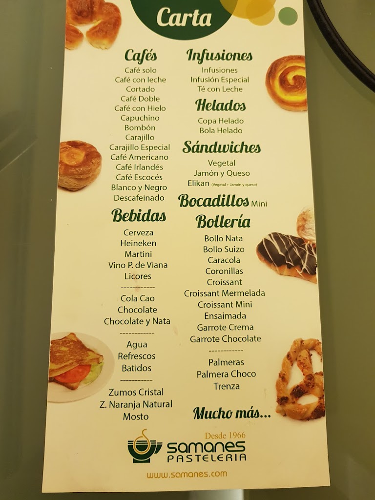 Pasteleria Samanes — Carta