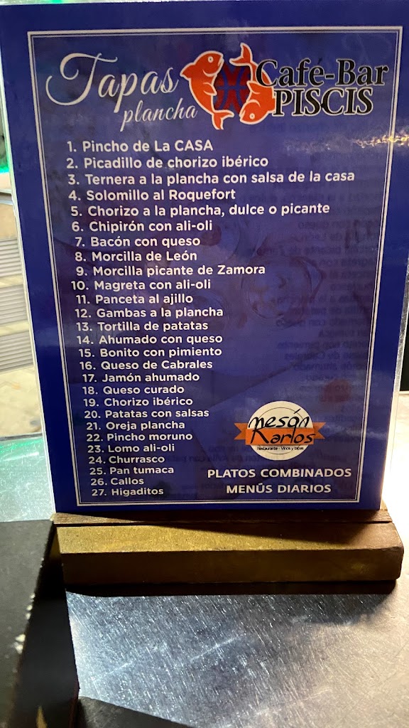 Cafe - Bar Piscis — Carta