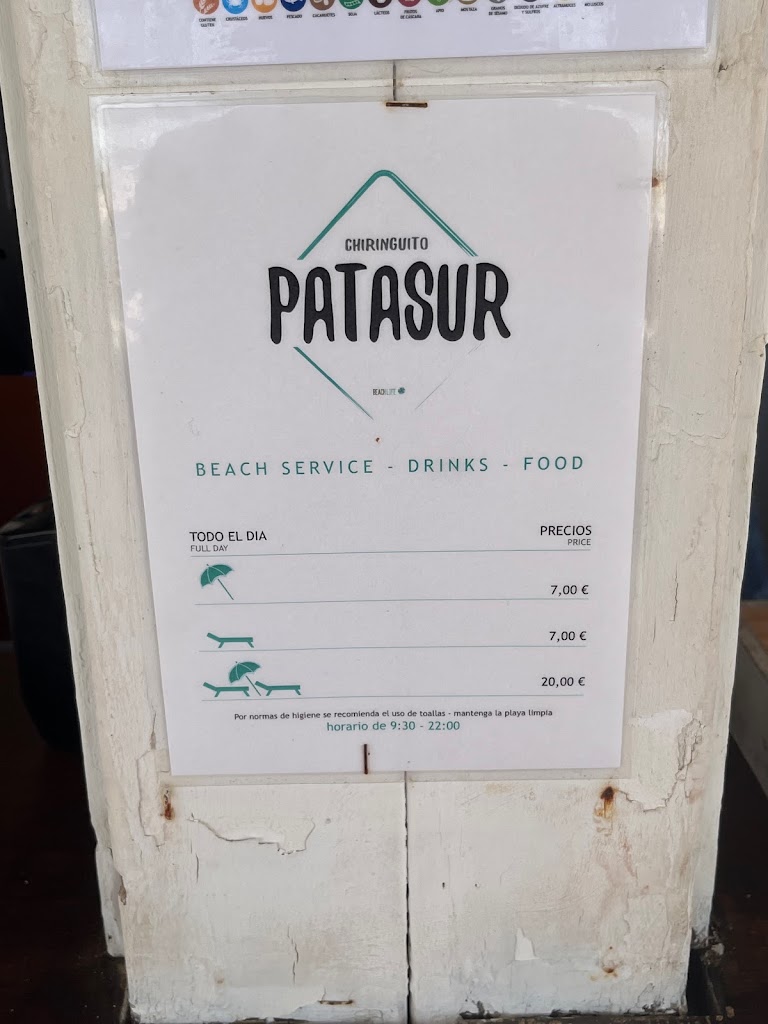 BeachLife - Chiringuito PataSur — Carta