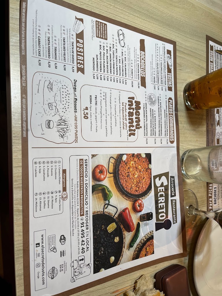 El Secreto Del Soto - Arroceria — Carta