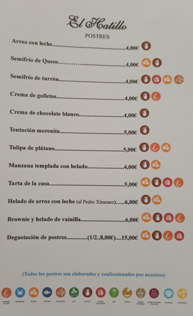 Arroceria El Hatillo — Carta