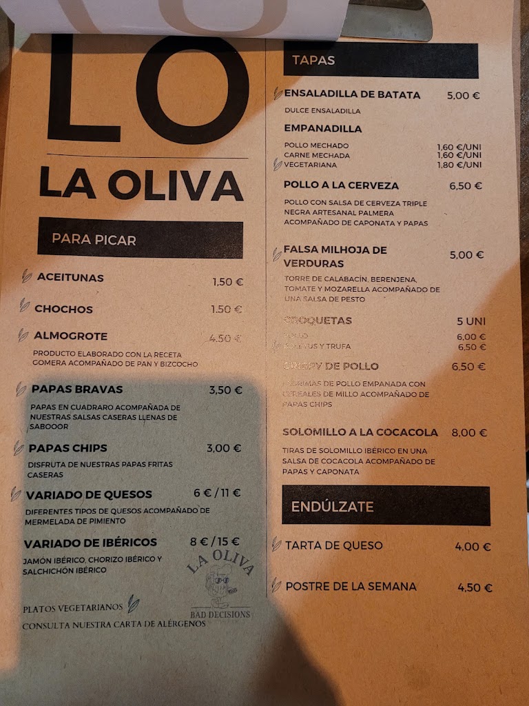 La Oliva — Carta