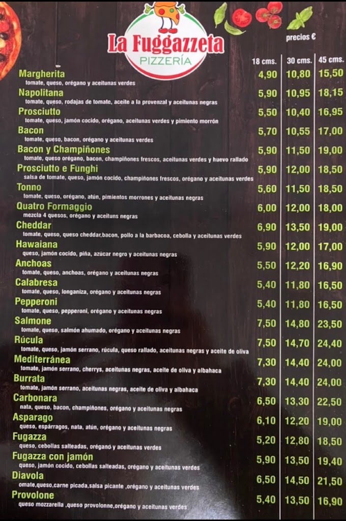 La Fugazzeta — Carta