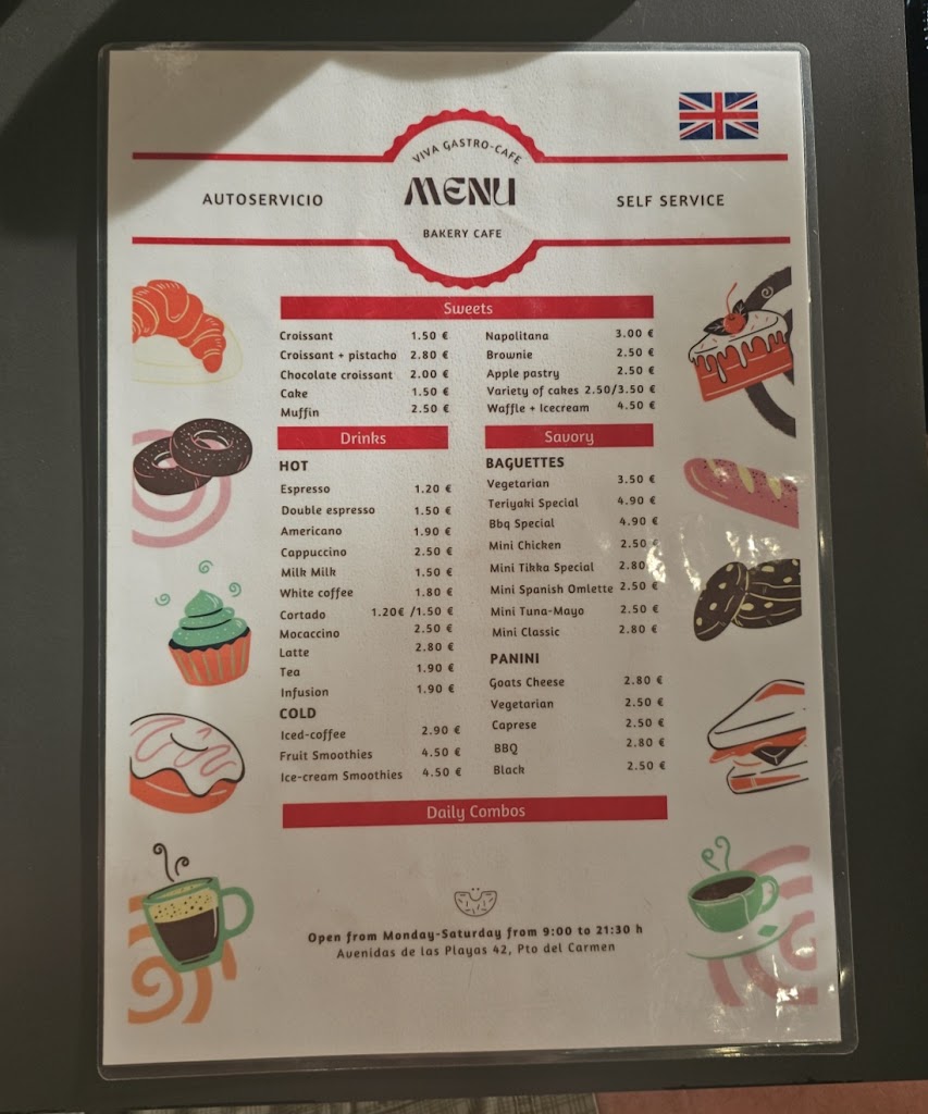 Viva Gastro-Cafe — Carta