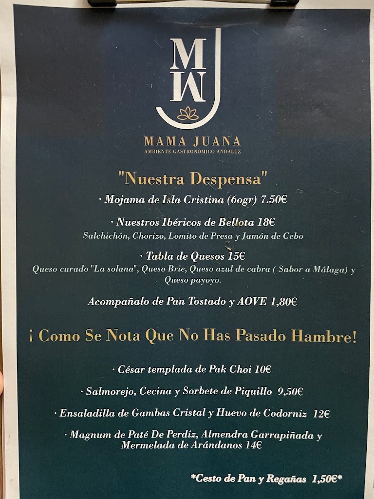 Mama Juana Ambiente Gastronomico Andaluz — Carta