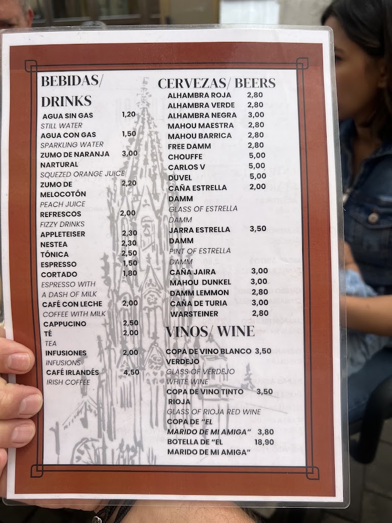 Bar La Nueva Cantonera — Carta