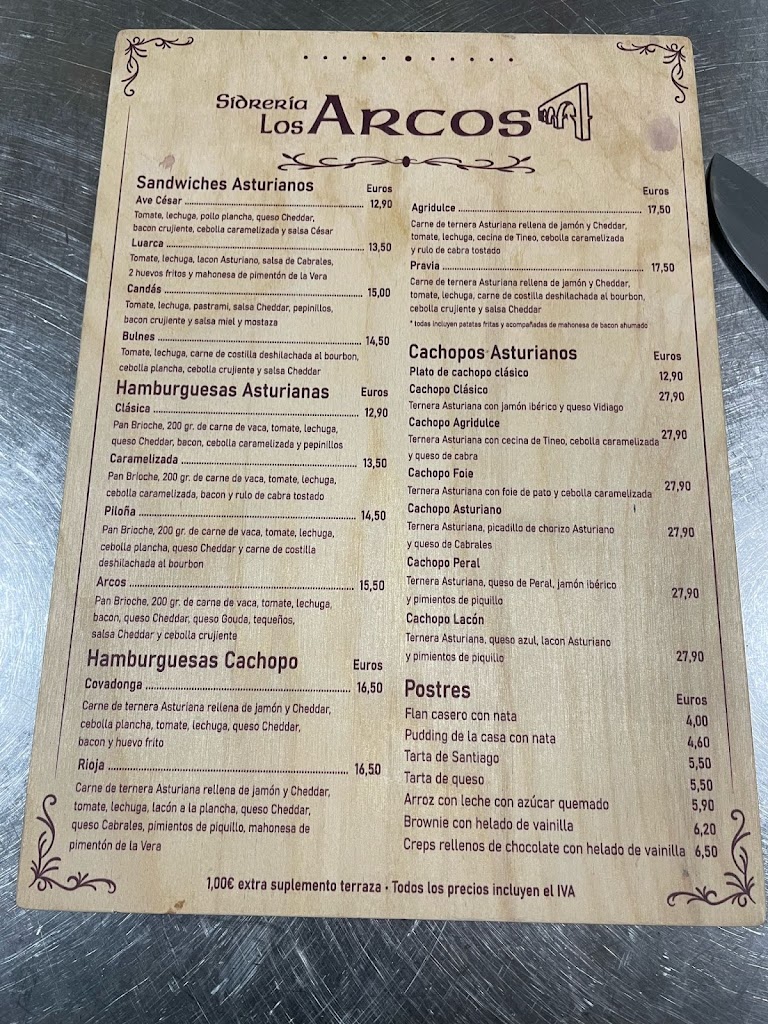Sidreria Los Arcos — Carta