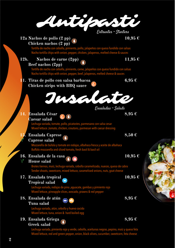 Flame Bar and Restaurant — Carta