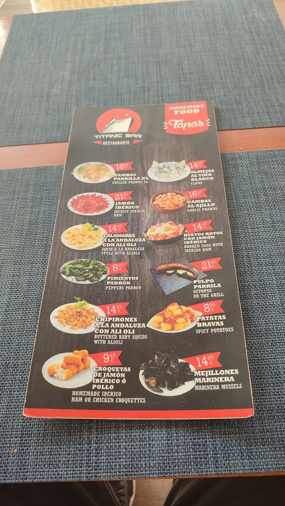Restaurant Titanic | Restaurant & Bar Magaluf — Carta