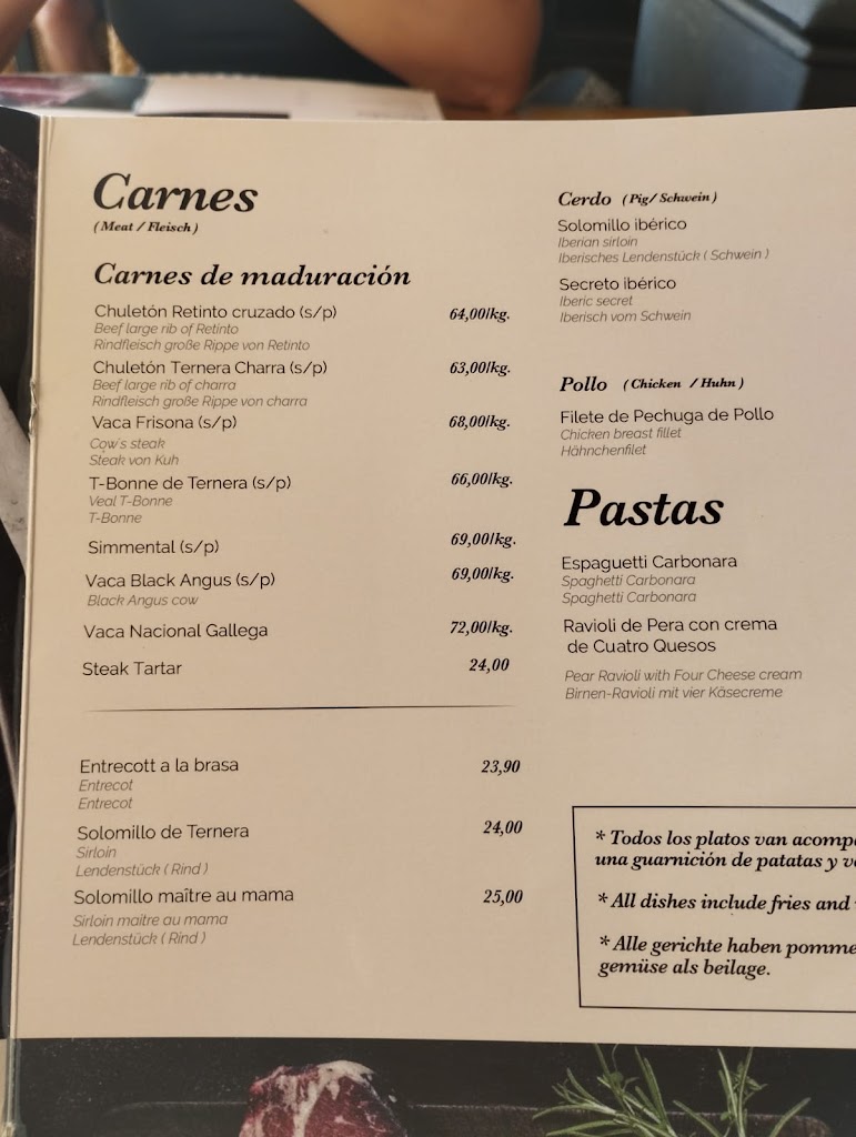Mama Restaurante — Carta