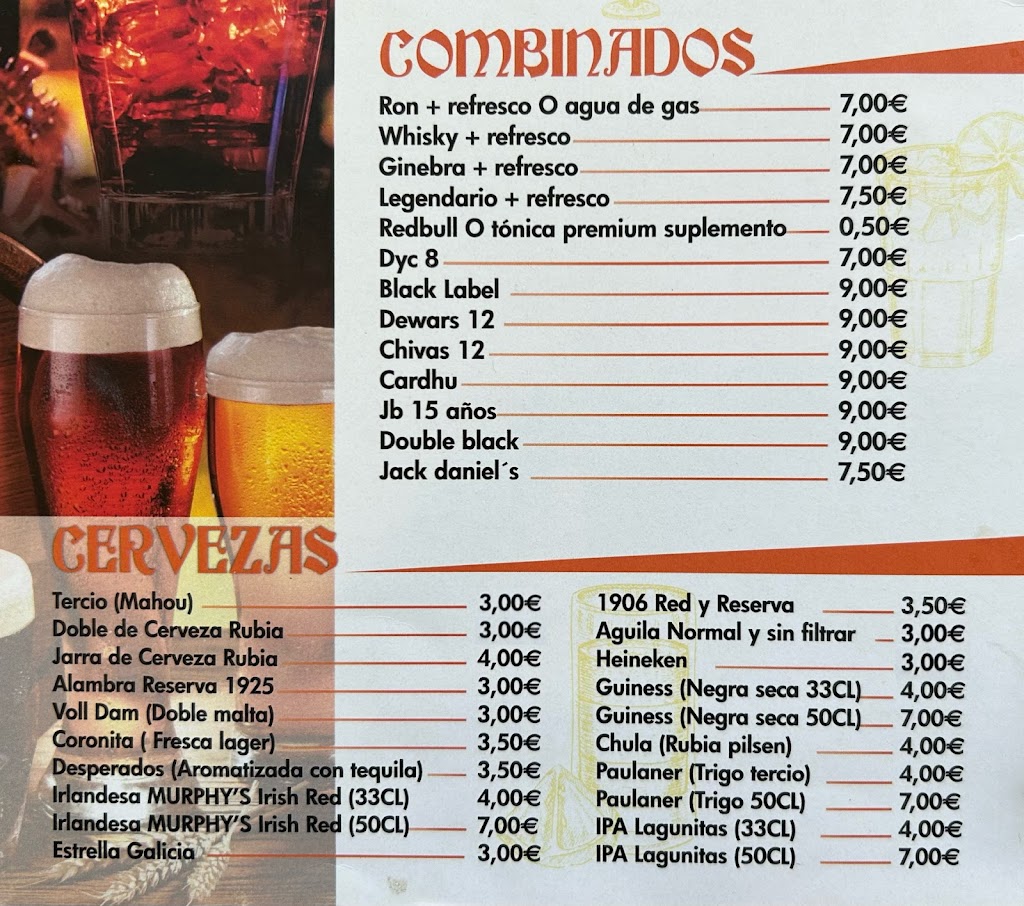 Pub El Caldero De Dagda — Carta