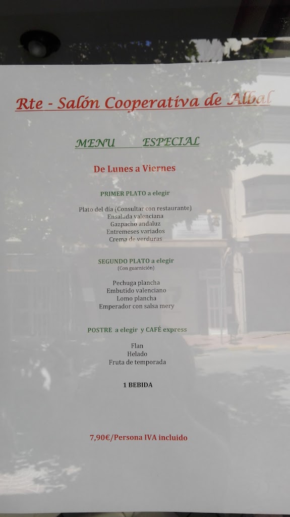 Restaurante la Cooperativa — Carta