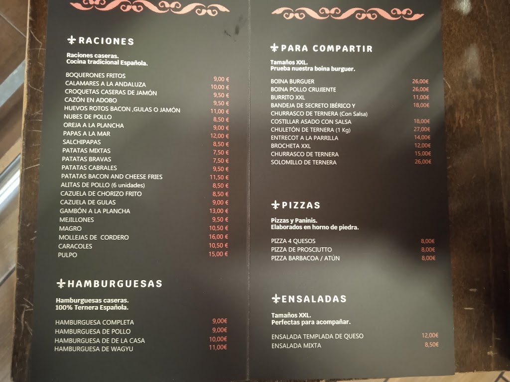 Cerveceria Calatrava — Carta