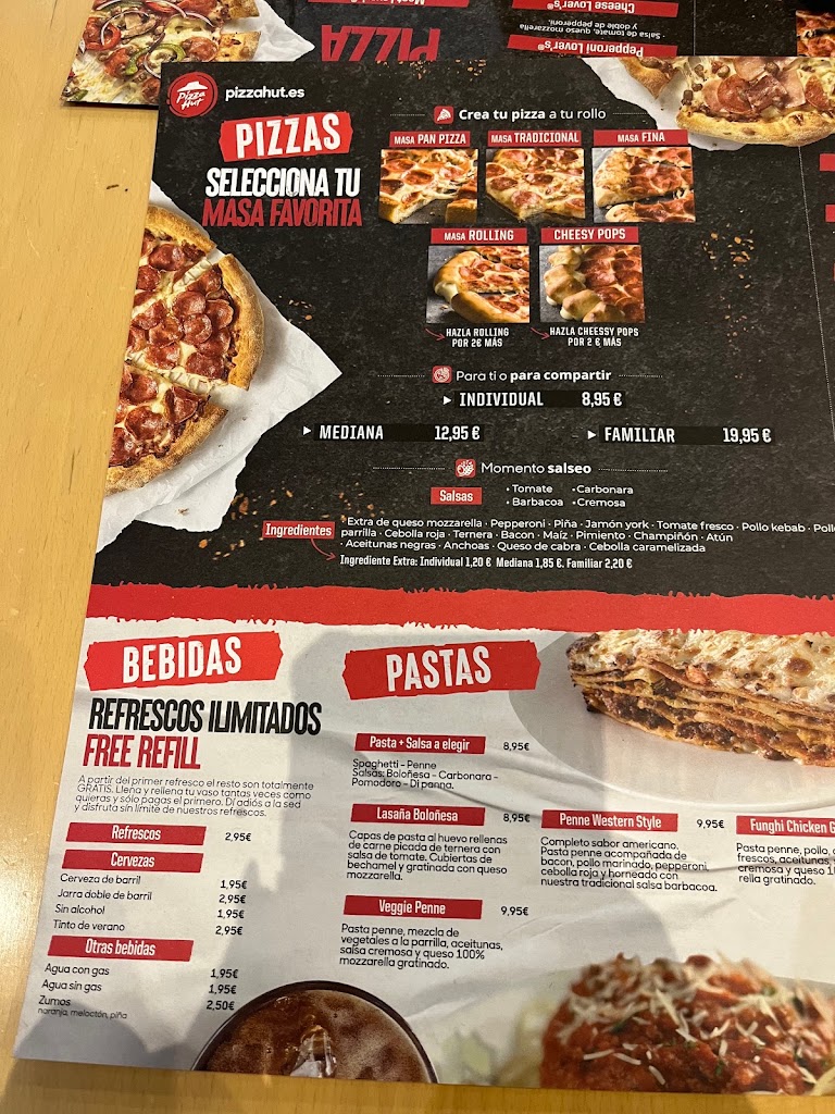 Pizza HUT Villalba - Restaurante y Comida a Domicilio — Carta