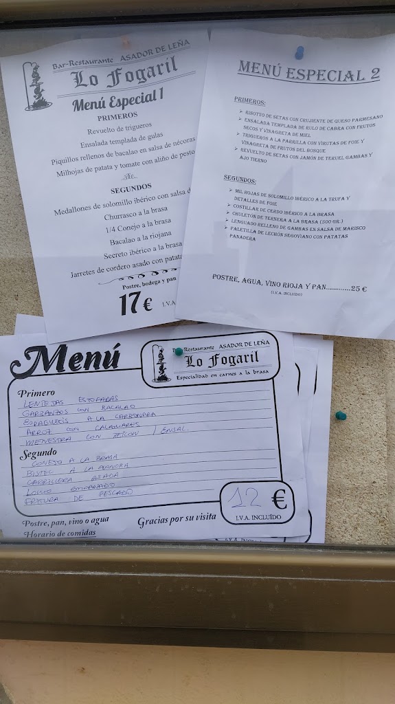 Restaurante Lo Fogaril — Carta