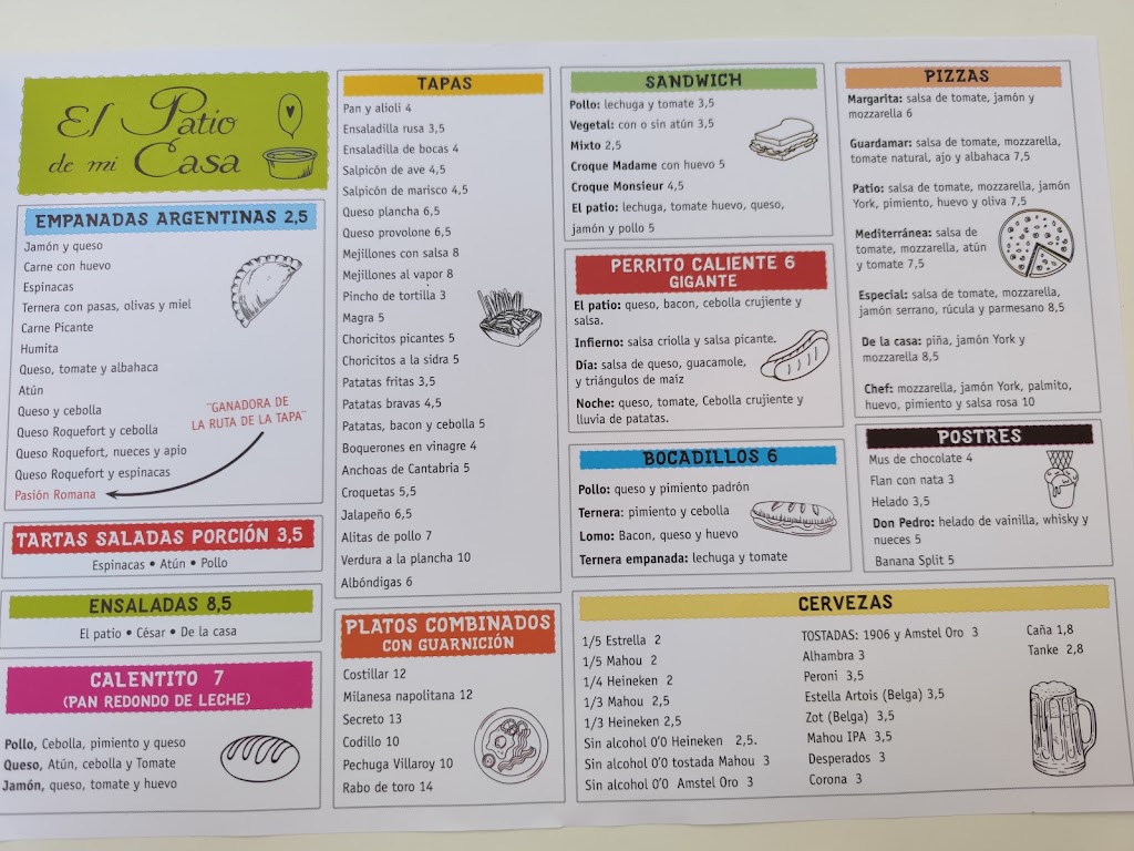 Pub El Patio de mi Casa — Carta