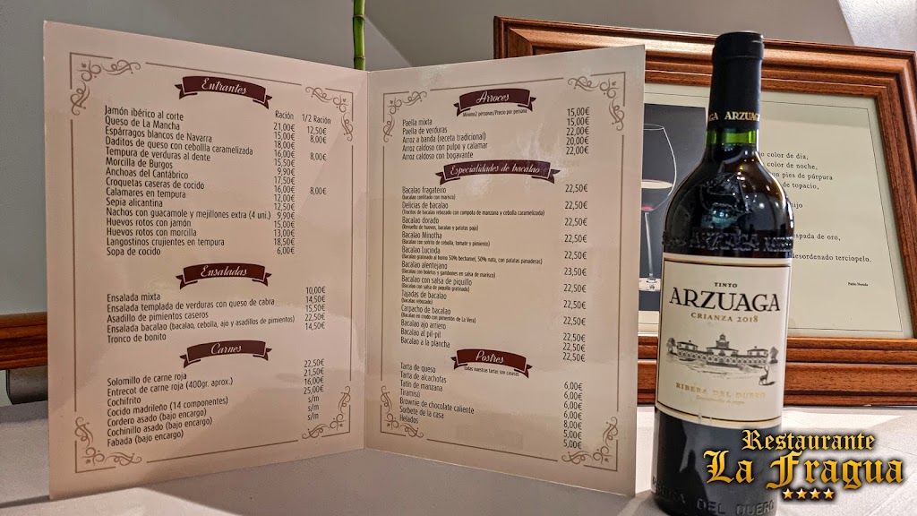 Restaurante La Fragua en Rivas — Carta