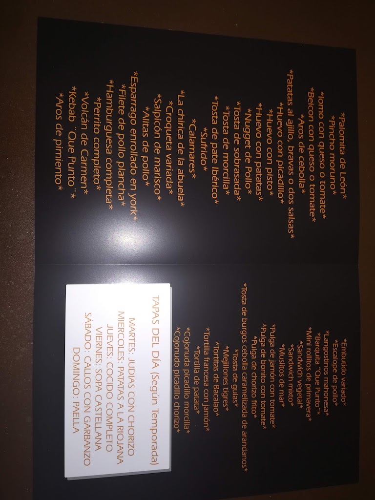 Bar Que Punto — Carta