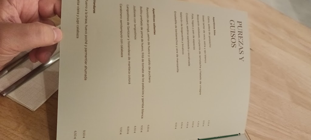 Eterno restaurante — Carta