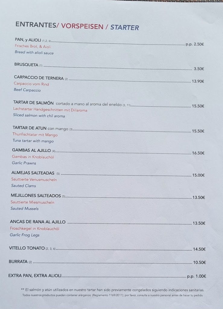 La Piazza Restaurante Pizzeria — Carta