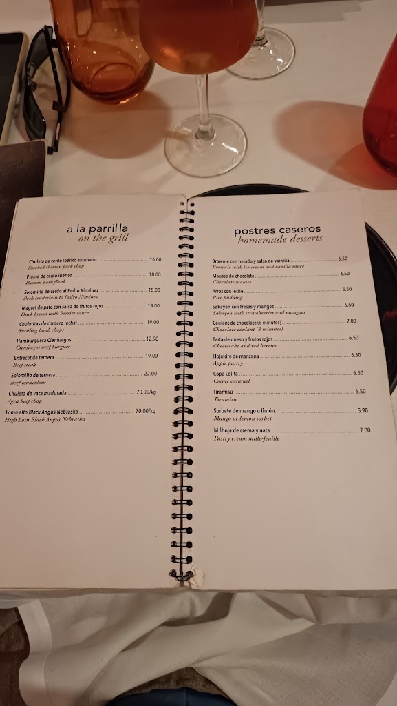 Restaurante Cienfuegos — Carta