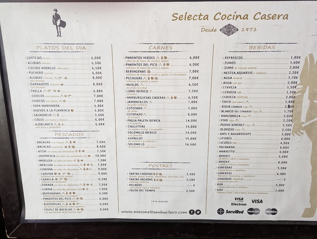 Meson El Tamborilero — Carta