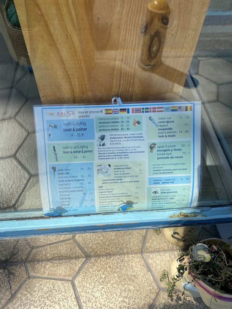 Salsa Hairdresser Peluqueria — Carta