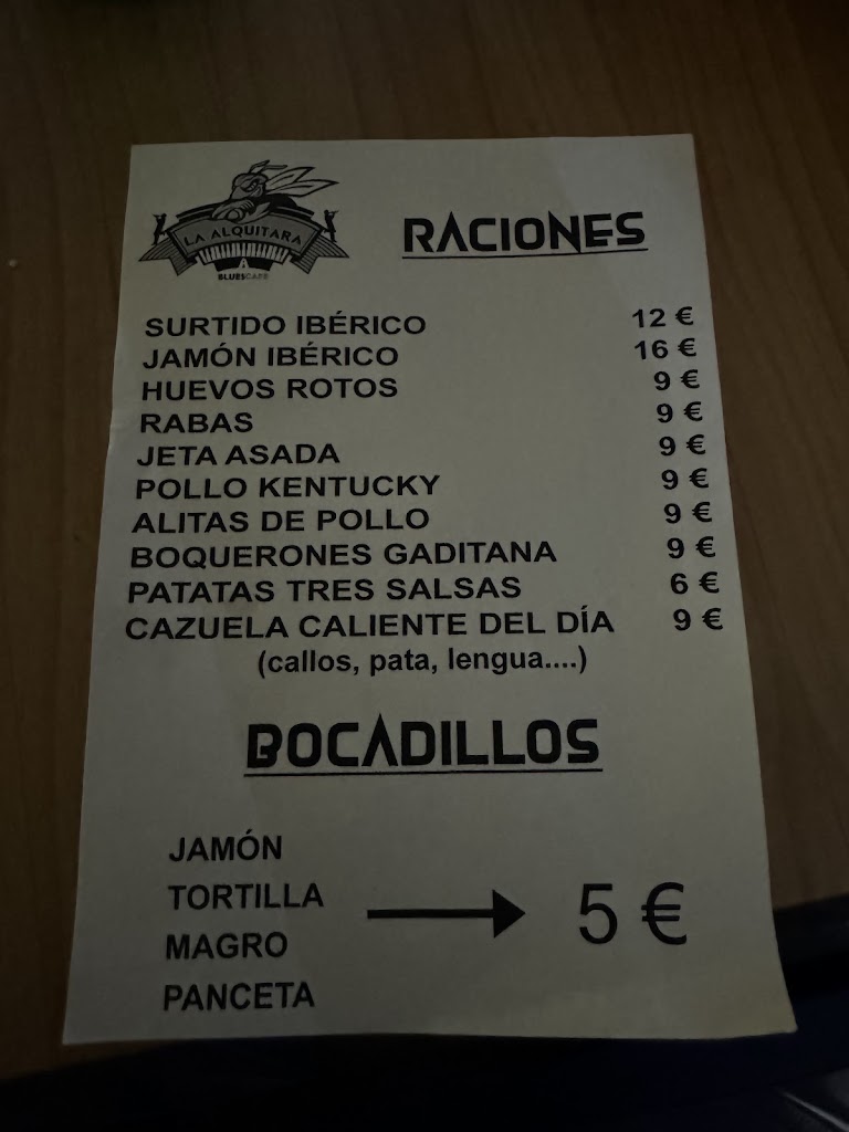Cafe-Blues La Alquitara — Carta
